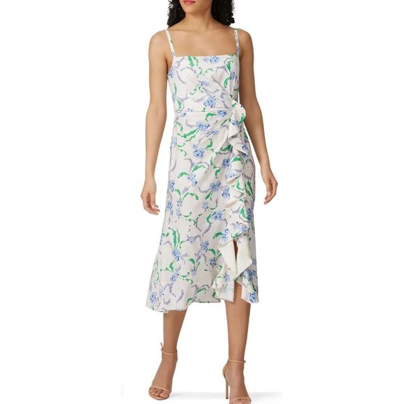 Prabal Gurung Floral Side Ruffle Dress Rent the runway preloved 6 $375 - Picture 1 of 5